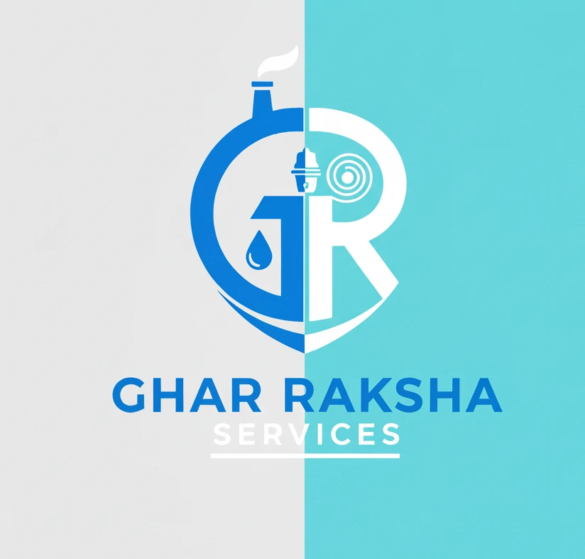 Ghar Raksha Services logo representing pest control, chimney cleaning and water purifier repair services