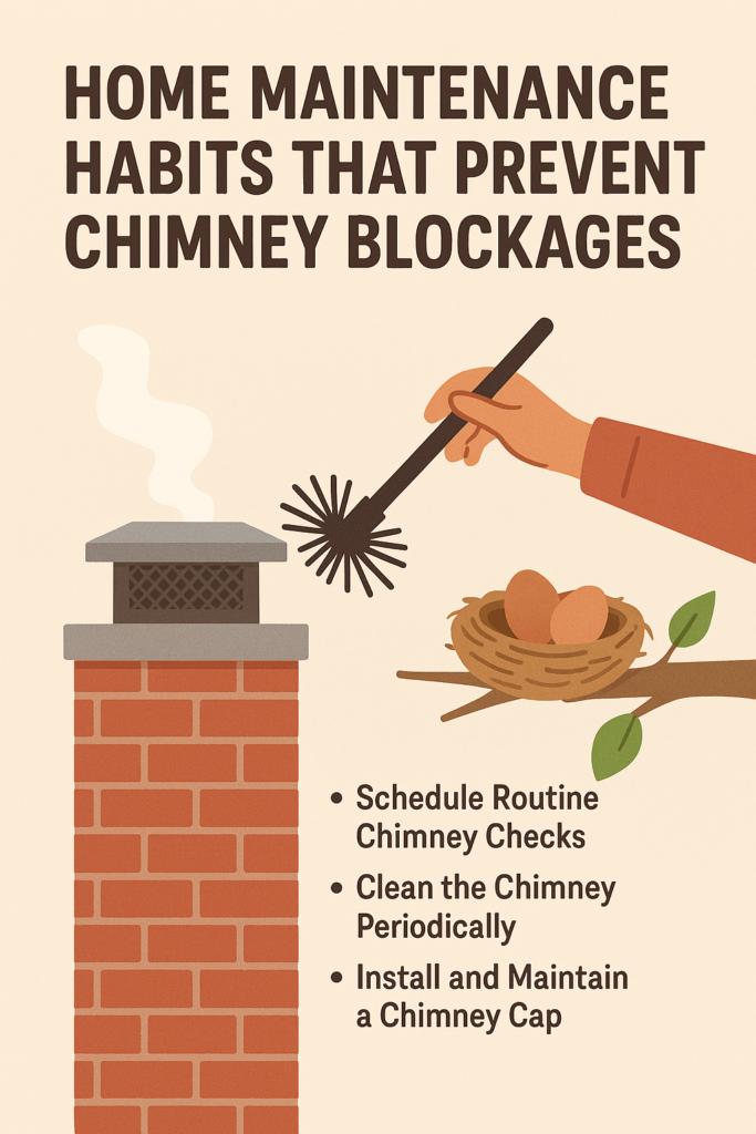 Habits That Prevent Chimney Blockages Chimney cleaning and deep cleaning to remove soot buildup and maintain proper airflow